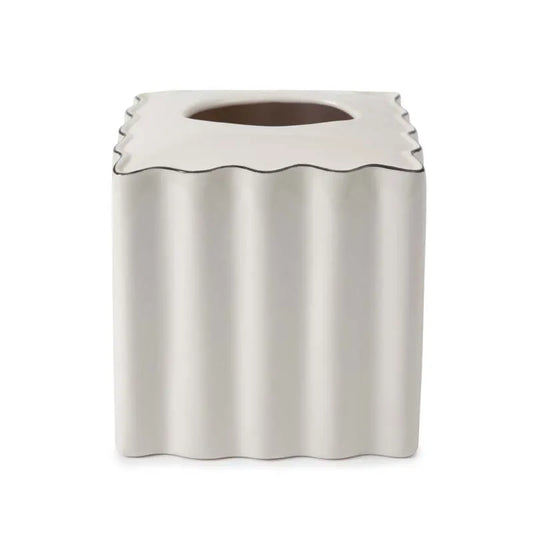 Scallop Tissue Box - Cream and Black