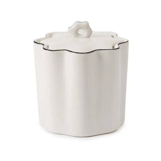 Scallop Cotton Jar - Cream and Black