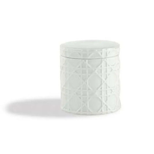 Porcelain Lattice Cotton Jar - White