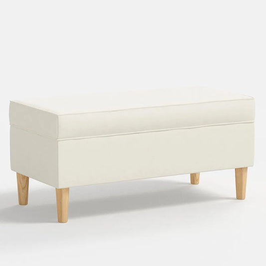 Textured Linen Storage Bench - White