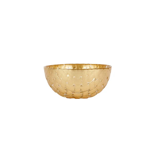 Rufolo Glass Basketweave Dip Bowl - Gold