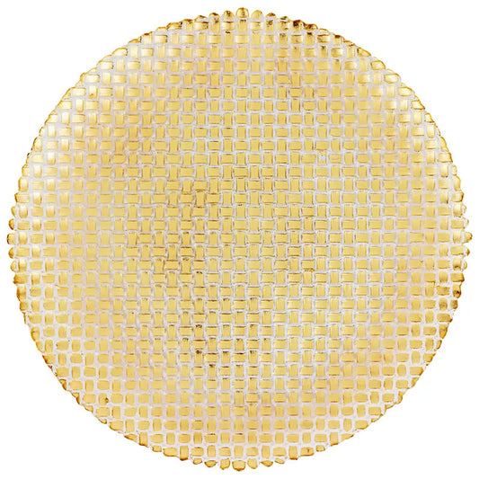 Rufolo Glass Basketweave Serving Platter - Gold
