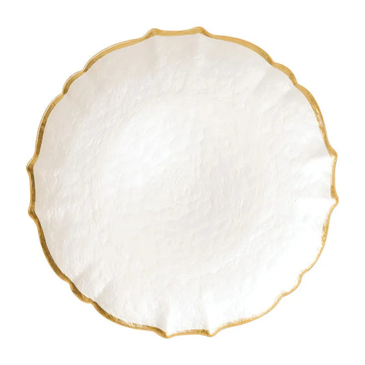 Baroque Glass Charger - White