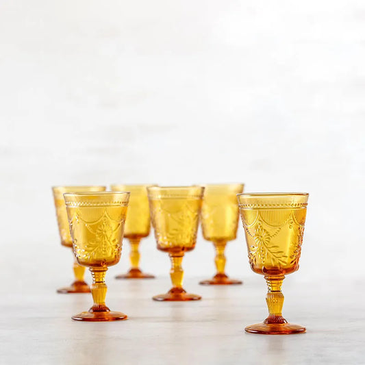 Debutante Water Glasses, Set of 6 - Amber