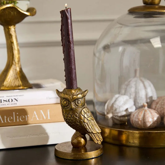 Owl Candlestick Holder - Gold
