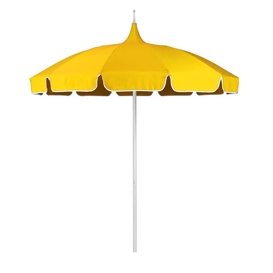 Round Solid Pagoda Outdoor Patio Umbrella, Fiberglass with Push Lift - Sunflower, 8.5'