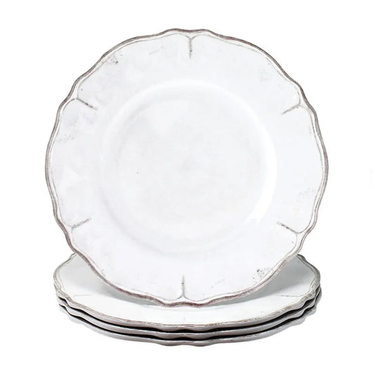 Rustica Antique White Melamine Dinner Plates, Set of 4 - White
