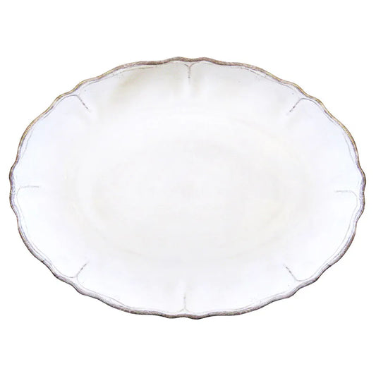 Rustica Antique White Melamine Oval Serving Platter - White
