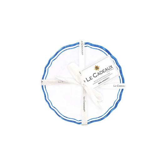 Maison Melamine Appetizer Plates, Set of 4 - White/Blue