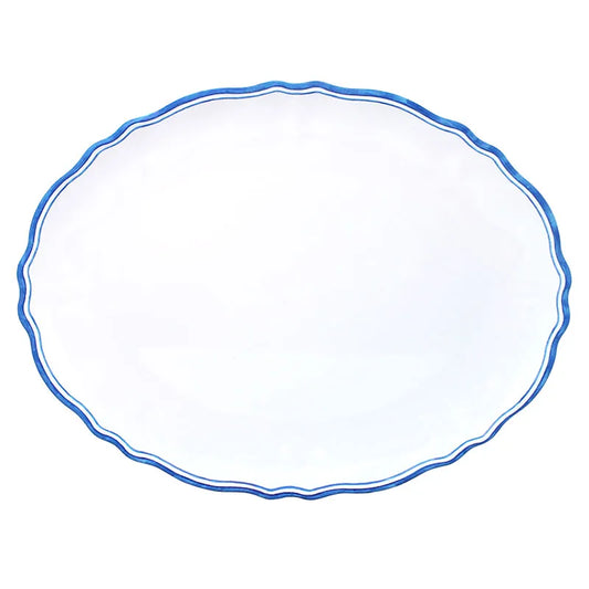 Maison Melamine Oval Serving Platter - White/Blue