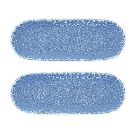 Hydrangea Serving Platters, Set of 2 - Blue