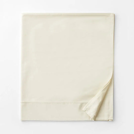 Premium Smooth Organic Cotton Sateen Flat Bed Sheet - Ivory, Full