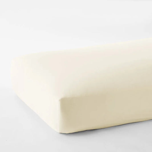 Premium Smooth Organic Cotton Sateen Fitted Bed Sheet - Ivory, Twin