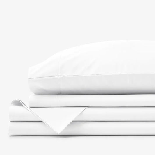 Premium Cool Supima® Cotton Percale Deep Pocket Bed Sheet Set - White, Cal King
