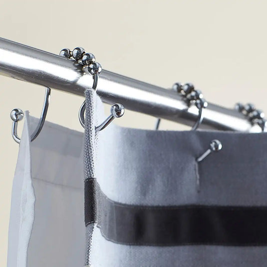 Double Roller Metal Shower Curtain Hooks - Chrome