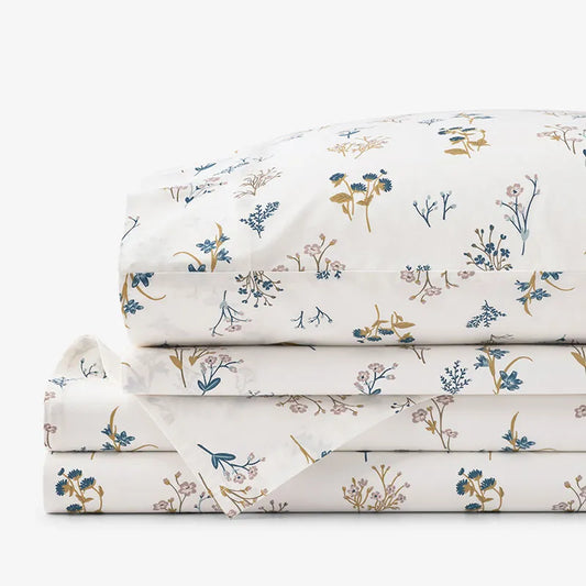 Blooming Bouquet Garment Washed Cotton Percale Bed Sheet Set - Multi, Twin