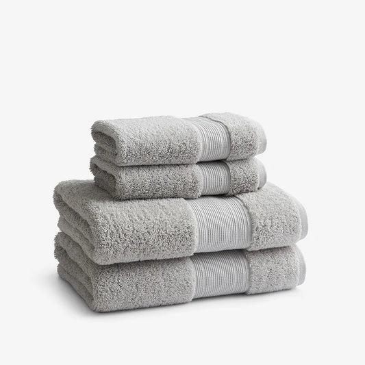 Regal Egyptian Cotton 4-Piece Bath & Hand Towel Set - Light Gray