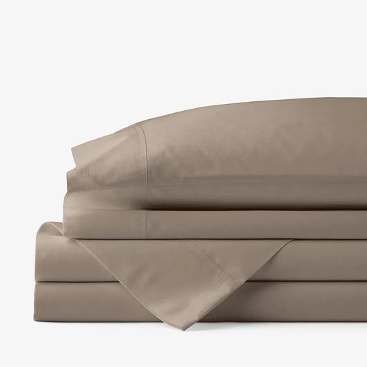 Classic Cool Cotton Percale Bed Sheet Set - Mocha, Twin XL