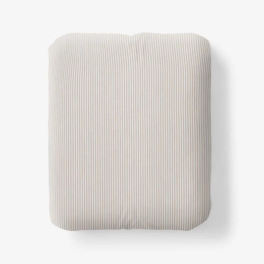 Classic Stripes and Plaids Cool Yarn-Dyed Cotton Percale Fitted Bed Sheet - Stripe Tan, Full