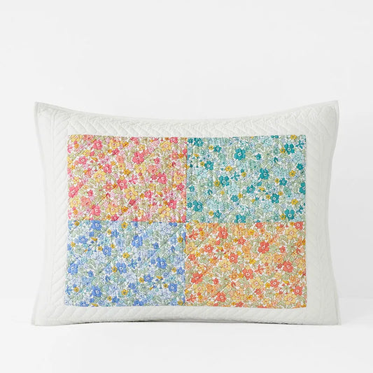 Brenna Patchwork Quilted Sham - White Multi, Standard