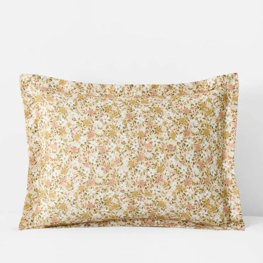 Joyful Floral Classic Smooth Sateen Sham - Gold, Standard