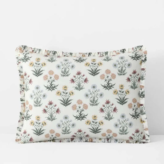 Garden Patch Reversible Garment Washed Cotton Percale Sham - Multi, Standard