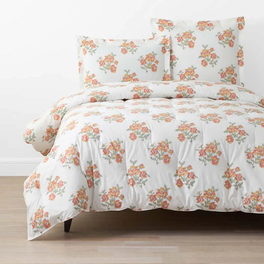 Blossoms and Stripes Classic Cool Cotton Percale Comforter - Petal Charm, Twin/Twin XL
