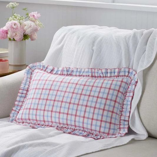 Classic Plaids Yarn-Dyed Cotton Decorative Lumbar Pillow Cover - Graph Plaid