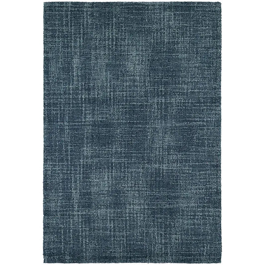 Crosshatch Hand Hooked Wool Rug - Denim, 8' x 10'