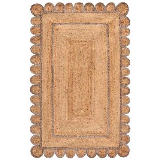 Scallop Border Handwoven Jute Rug - Gray, 6' x 9'