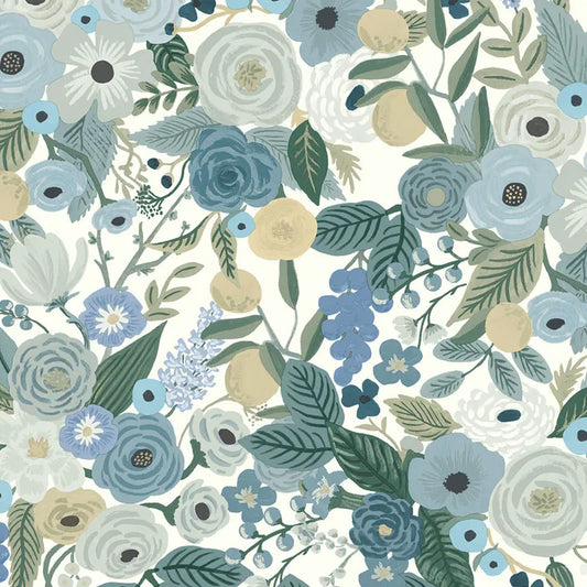 Garden Party Traditional Wallpaper - Indigo Multi, Swatch