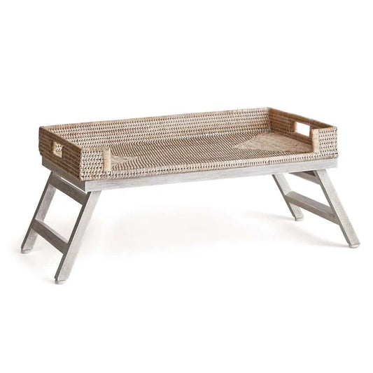 Handwoven Rattan Breakfast Tray - White