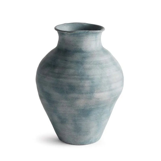 Handcrafted Matte Glazed Terracotta Vase - Blue, Large