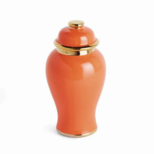 Ceramic Gold Trim Ginger Jar - Orange, Small