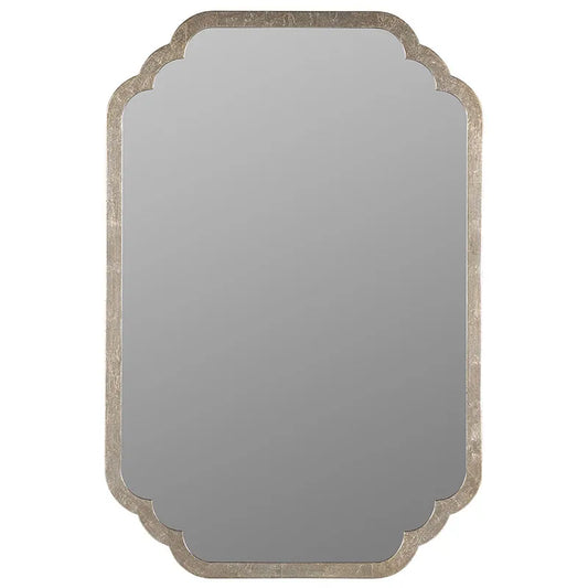 Scalloped Rectangle Wood Frame Wall Mirror - Silver