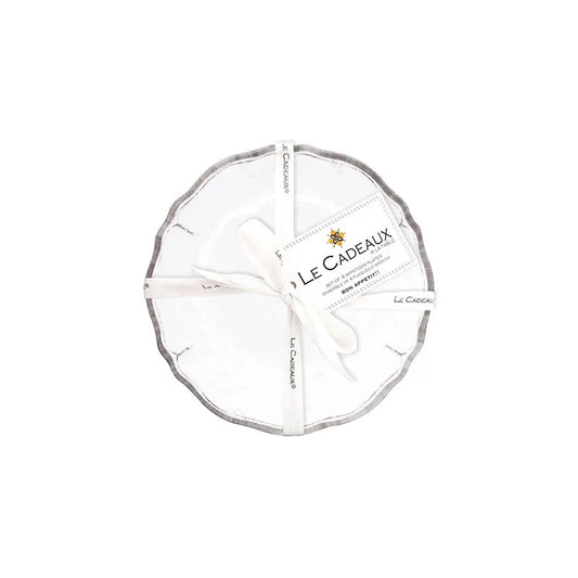 Rustica Antique White Melamine Appetizer Plates, Set of 4 - White