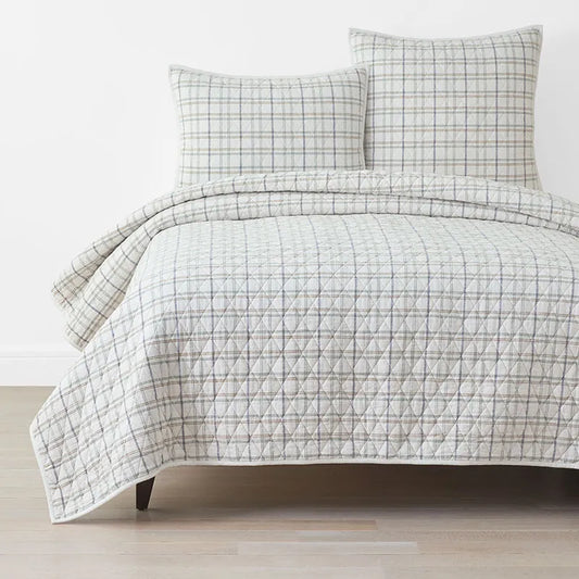Alerie Yarn-Dyed Plaid Quilt - Parchment, Twin/Twin XL